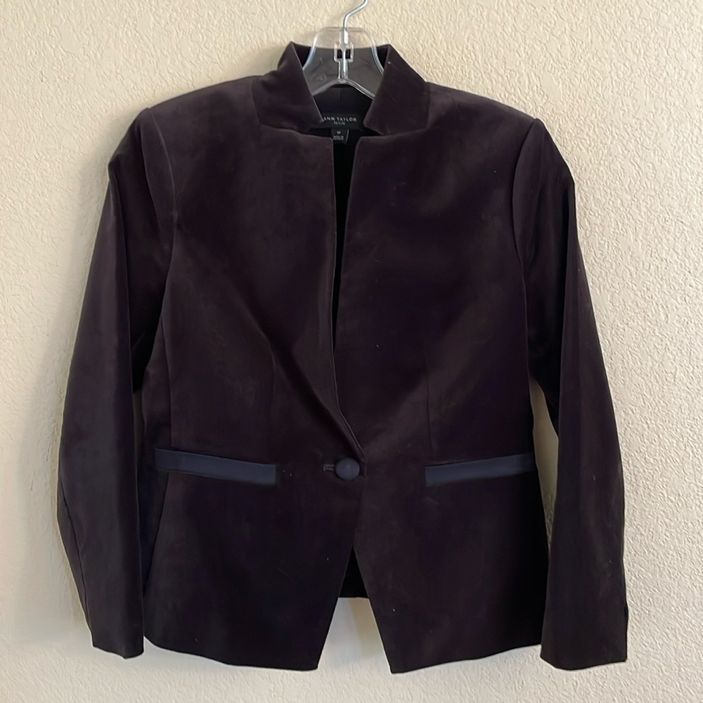 Dark brown, suede, single button jacket